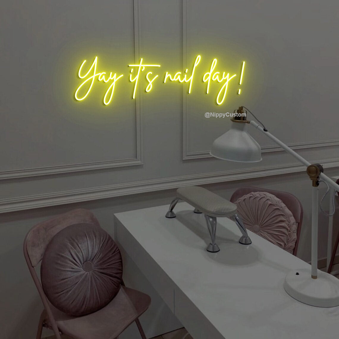 Yey It's Nail Day LED Neon Sign for Nail Salon Wall Decor ,Nail Studio Decor Sign,Nail Salon Studio Decor Aesthetic Beauty Salon Decor