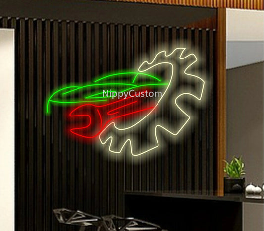 Auto Service Led Sign, Custom Neon Led Light, Papa's Garage Workshop Wall Decor, Mechanic Car Garage Decor