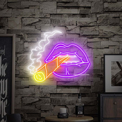 Cigarrette neon sign, Smoke neon sign, Lips smoking neon sign, Smoking neon sign, Lips neon light, Lips led sign, Neon light sign for wall