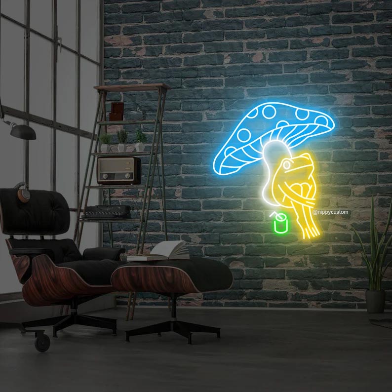 Mushroom Frog Neon Sign