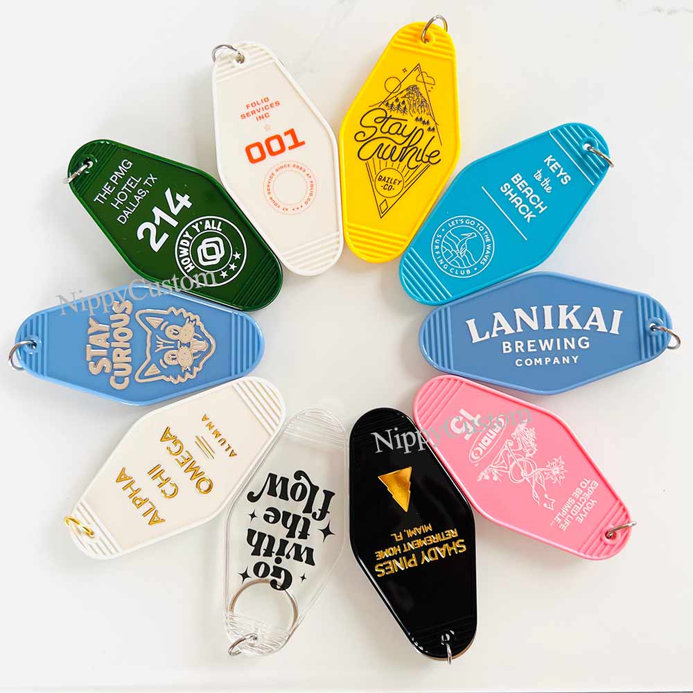 Retro Inspired Motel Keychain Personalized Name Acrylic Keychains