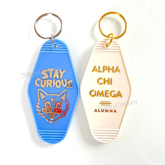 Custom Gold Foil Stamped Vintage Hotel/ Motel Key Tag