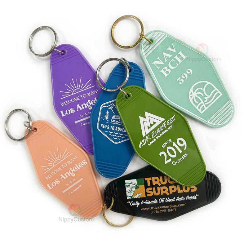 Custom Motel Keychain with Logo | Plastic Printed Keyrings