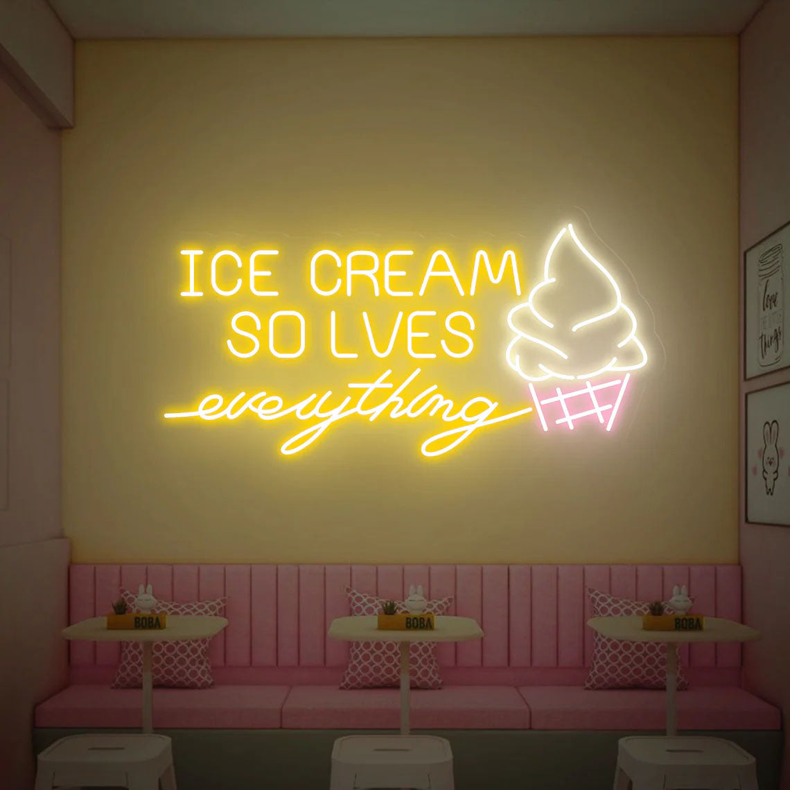 Ice Cream Solves Everything Neon Light