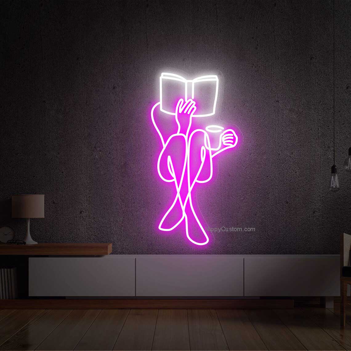 Woman Reading Books Led Sign, Reading Led Sign, Wall Decor, Books Neon Sig, Custom Neon Sign, Book Lovers Led Sign, Shop Neon Sign