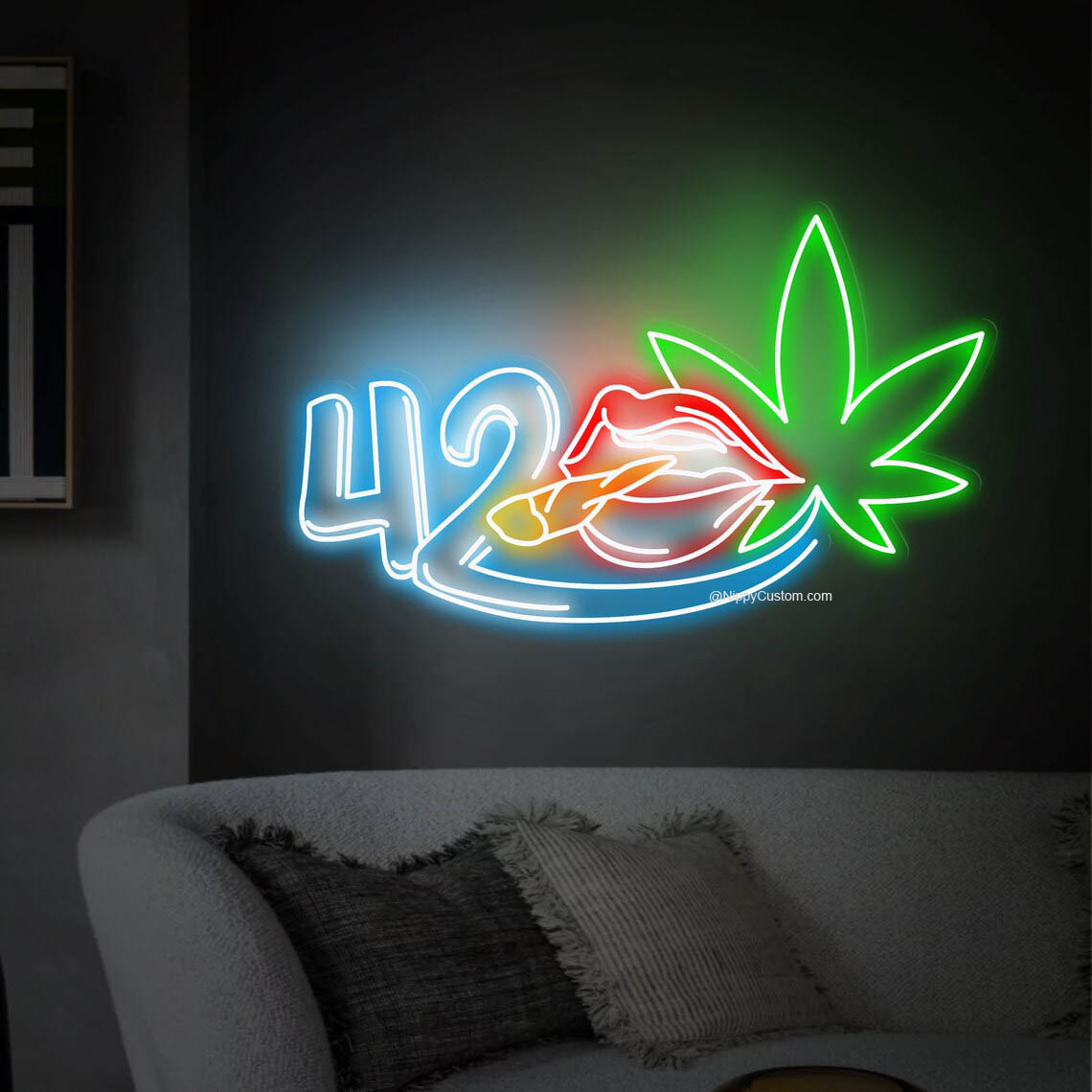 Smoking Neon Sign, Marijuana Neon Sign, 420 Neon Sign, Pot Neon Sign