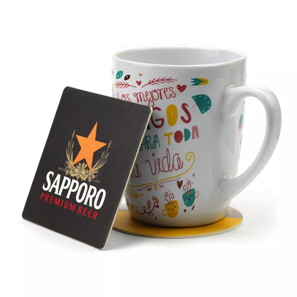 Custom Printed Drinks Coaster Black Hard Cardboard Paper Coaster Wood Pulp Board Paper Beer Pulpboards Coaster
