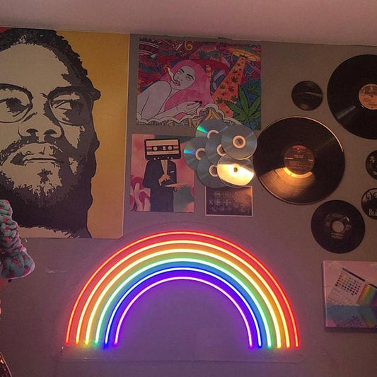 Rainbow Handmade Beer Sign Neon Light Wall Bar