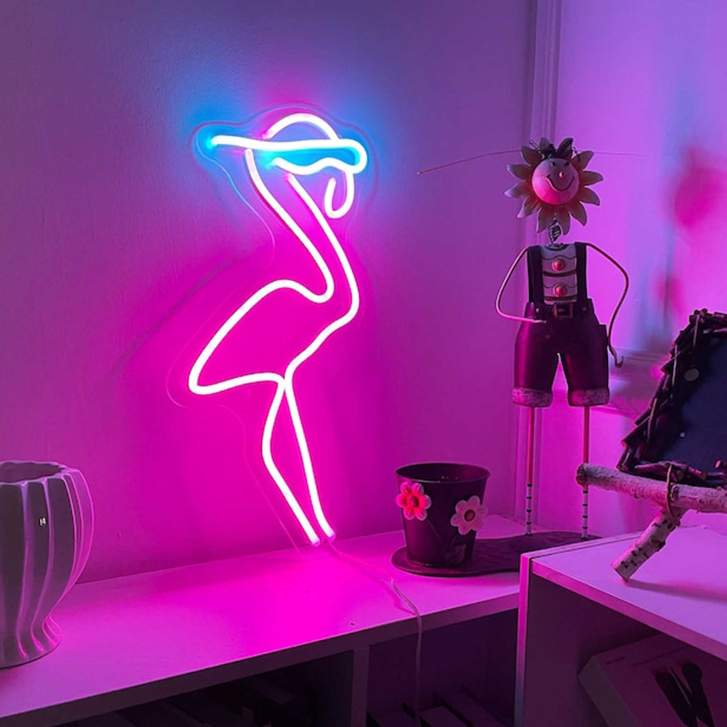 Pink Flamingo Neon Sign with Acrylic Plate Neon Decor Neon Flamingo Neon light Home