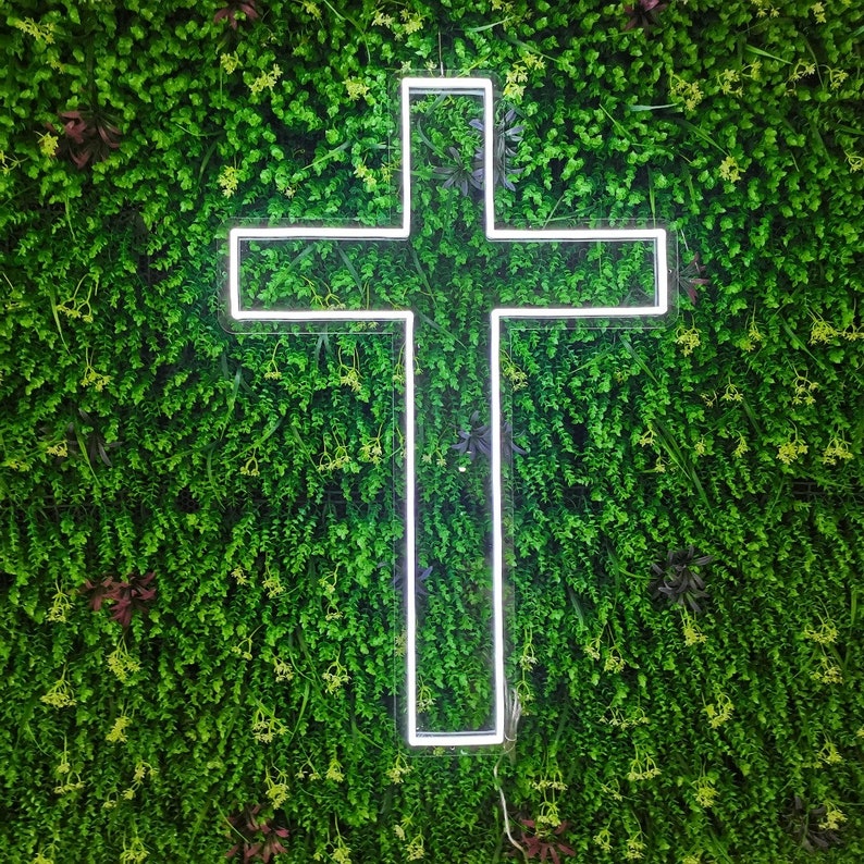 Jesus Neon Sign Light Neon Sign Wall Art Decor Led Inverted Cross, Neon Cross LED Neon Sign, Red Cross Sign, Upside Down Neon Cross Light