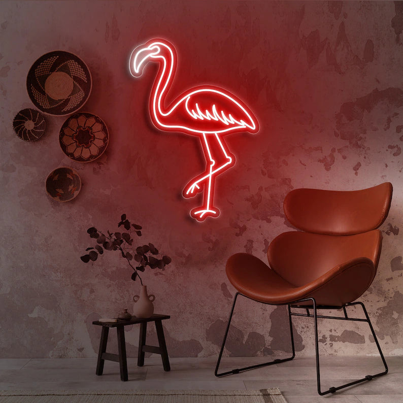 Flamingo Neon Sign,Animal Neon Sign Custom,Neon Lights, Led Sign For Bedroom, Pink Light Up Sign for Home 