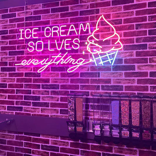 Ice Cream Solves Everything - Ice Cream Neon Sign - Ice Cream Shop Neon - Ice Cream