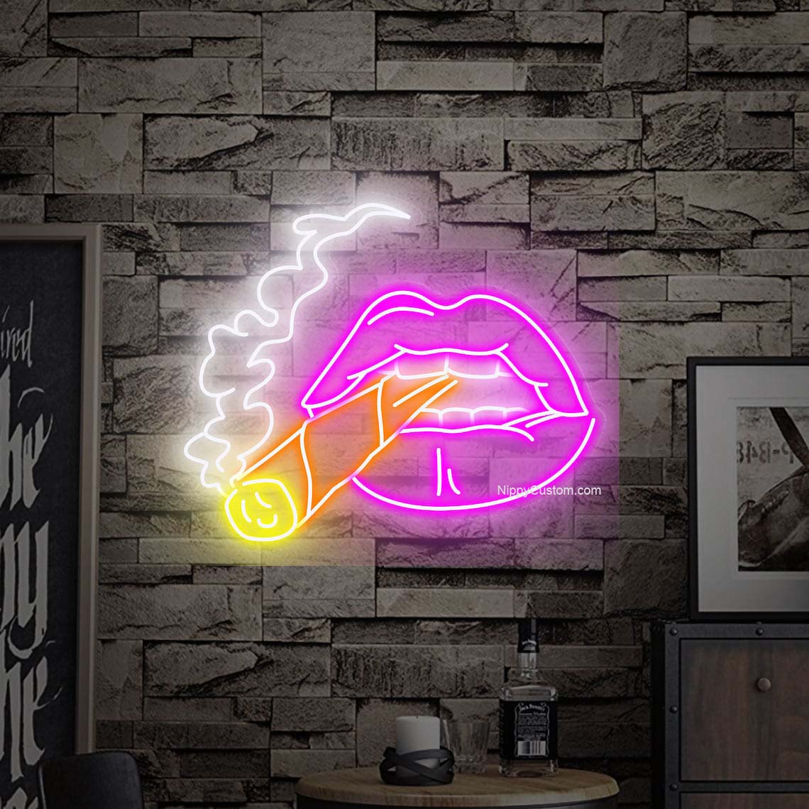 Lips Smoking Weed Led Sign, Smoking Lips Neon Sign, Wall Decor, Smoking Lips Led Light, Custom Neon Sign, Lips Smoking Weed Lights, Party