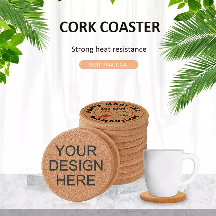 Custom Printed Coasters Cork & Fiberboard Round Beverage Coaster
