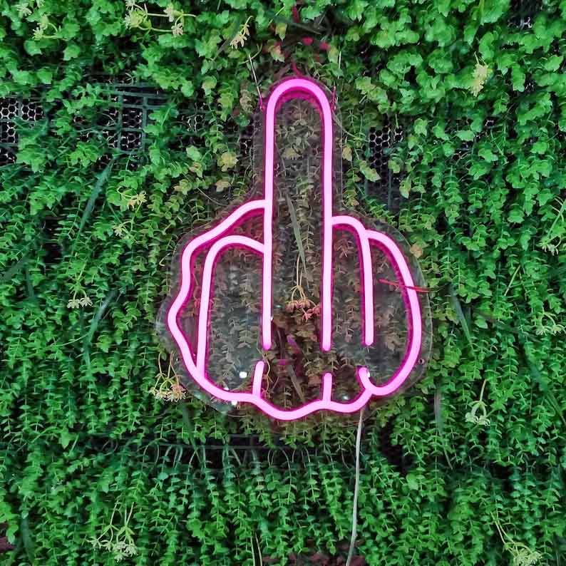 Middle finger Custom Neon Sign Lights Decor Game Room Wall